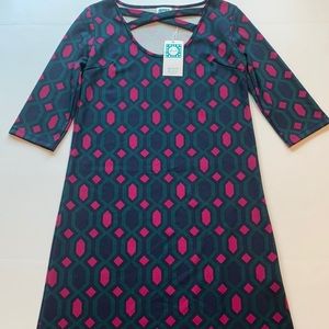 Vfish SZ Small 3/4 Sleeve Dress Geometric Pattern New D25